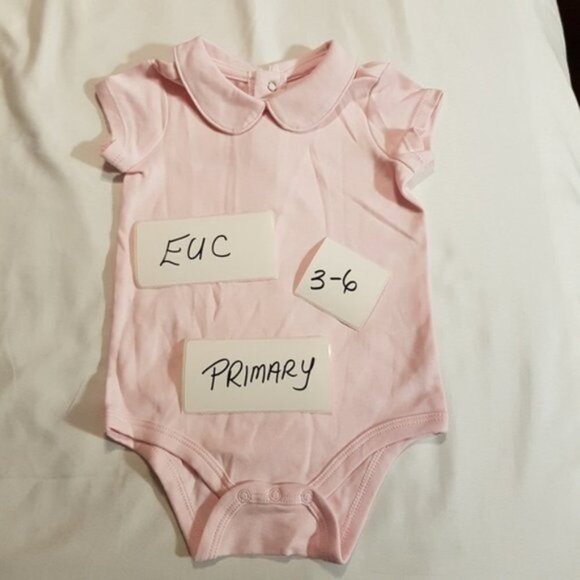 Primary girls size 3-6 months pink bodysuit with Peter Pan Collar - Picture 1 of 1